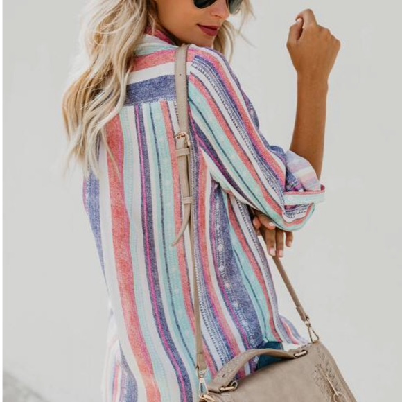 1 left Striped Top w/Tribal Accents& Vintage Wash! - Picture 3 of 4